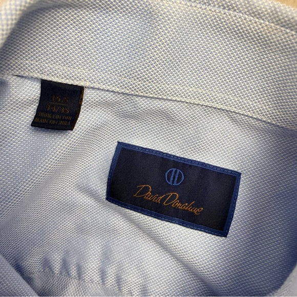David Donahue Light Blue Dress Shirt 15.5 34/35 100% Cotton Button Down - Picture 3 of 9